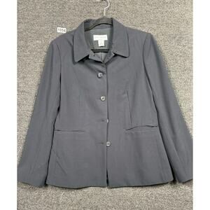 VTG Estee Lauder Suit Blazer Jacket Womens Size 10 Black Gray Single Breasted